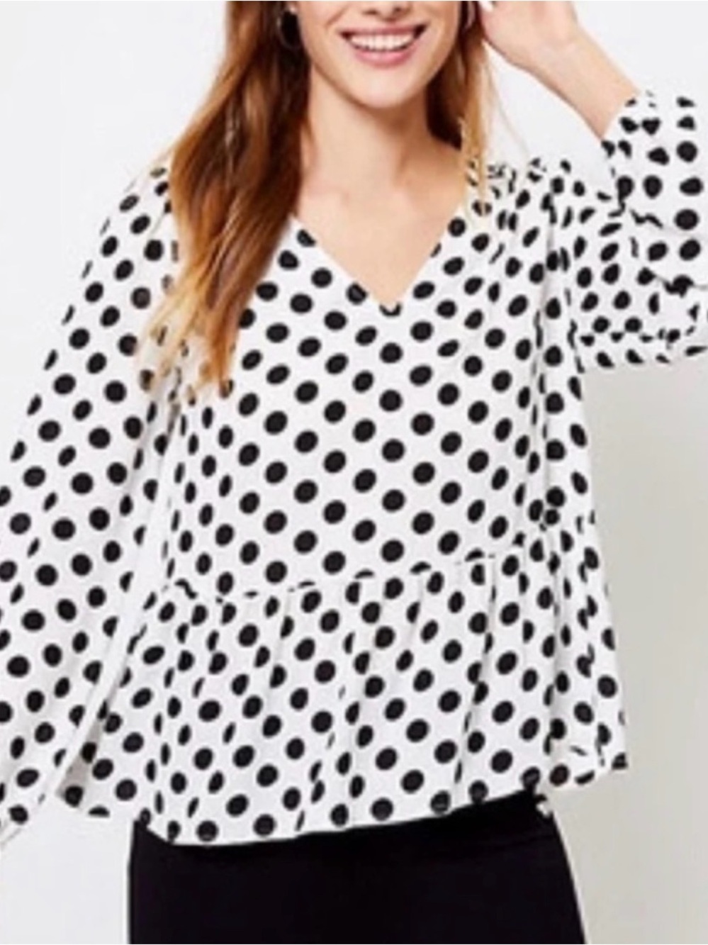 LOFT Polka Dot Peplum Top - XS - Excellent Condition!